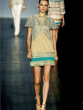 Missoni Metallic Knit mini dress with Turquoise Stitching